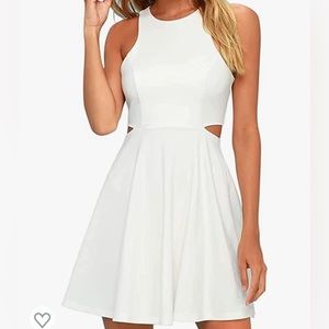 Sleeveless Racerback Flared Swing A-Line Waist Hollow Out Summer Short Dress